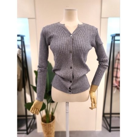 레인 슬림 골지 가디건 베이지