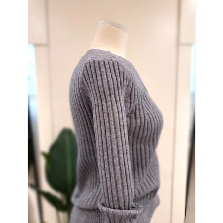 레인 슬림 골지 가디건 그레이