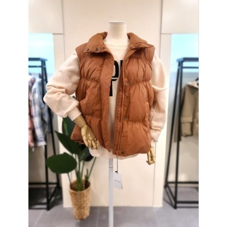 셔링 집업 덕다운 패딩 조끼 브릭