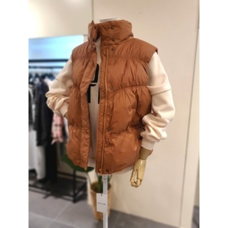 셔링 집업 덕다운 패딩 조끼 브릭