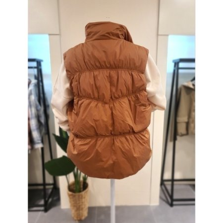 셔링 집업 덕다운 패딩 조끼 브릭