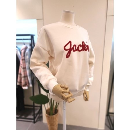 뽀글 자수 기모 맨투맨 아이보리