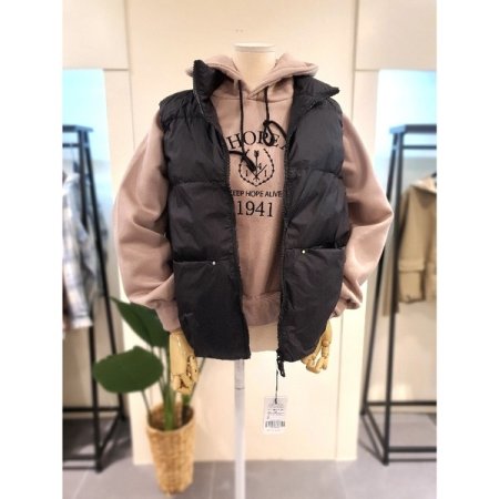 도트 투포켓 오리털 경량 패딩 조끼