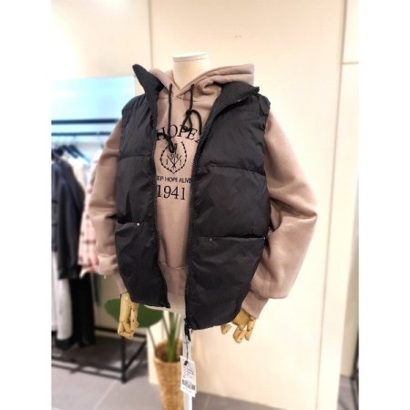 도트 투포켓 오리털 경량 패딩 조끼