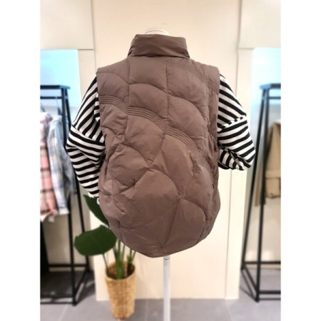 스티치 버튼 덕다운 패딩 조끼 BR