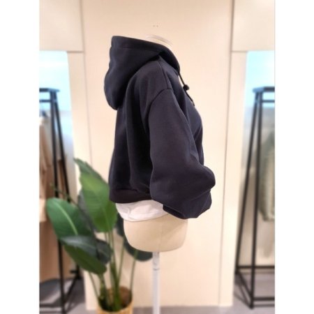 레이어드 집업 후드 티셔츠 다크그레이