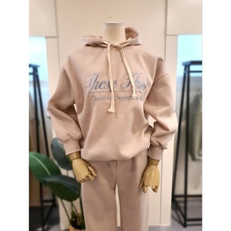 기모 후드조거 세트 베이지