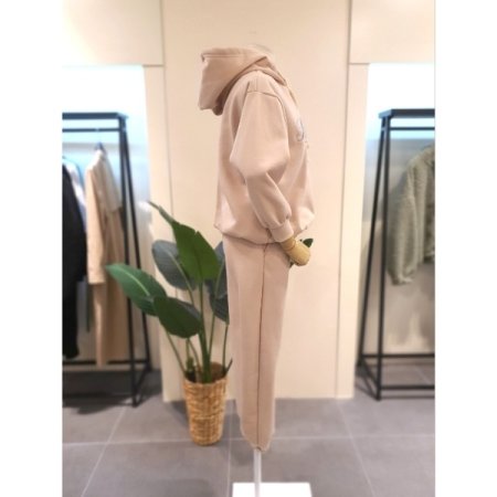 기모 후드조거 세트 베이지