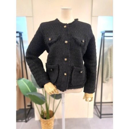 반짝 브라우니 트위드 자켓 블랙