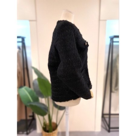 반짝 브라우니 트위드 자켓 블랙