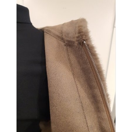 에코 스트링 후드 퍼 베스트 브라운