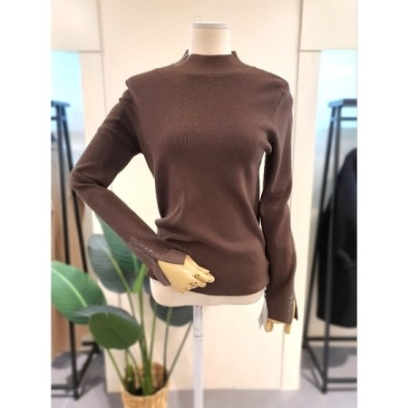 트임 소매 블링 반목 니트 블랙