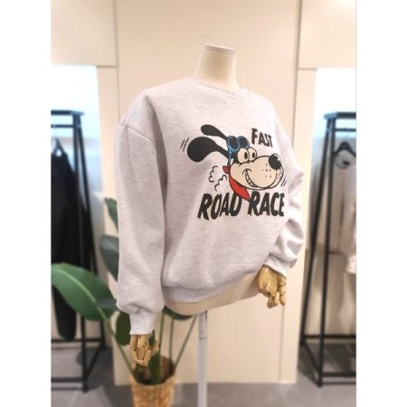 기모 도기 프린팅 맨투맨 라이트그레이