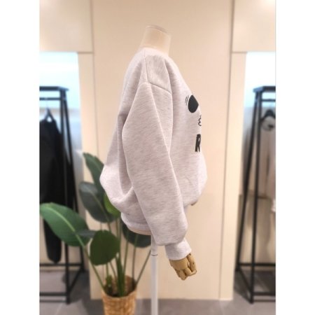 기모 도기 프린팅 맨투맨 라이트그레이