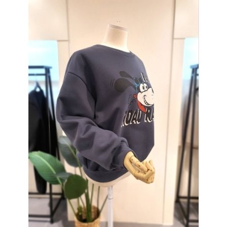 기모 도기 프린팅 맨투맨 다크그레이