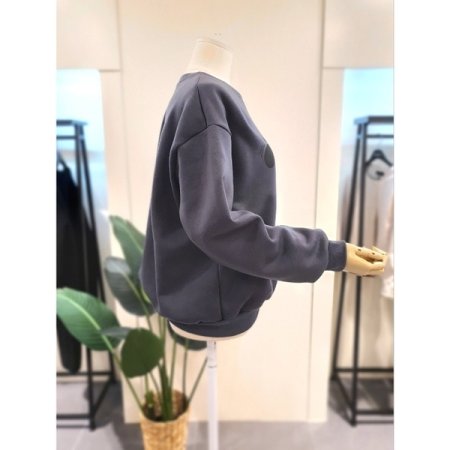 기모 도기 프린팅 맨투맨 다크그레이