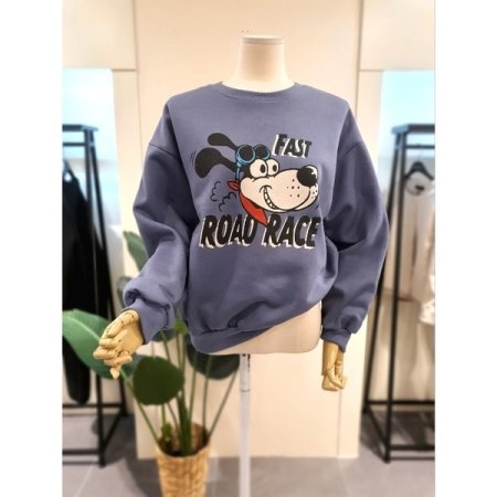 기모 도기 프린팅 맨투맨 다크그레이