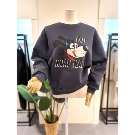 기모 도기 프린팅 맨투맨 스카이블루