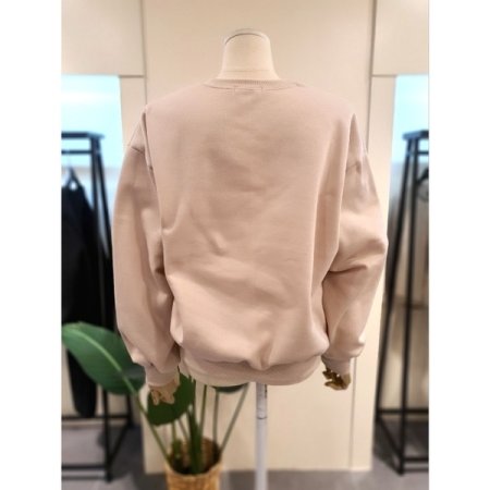 기모 도기 프린팅 맨투맨 베이지