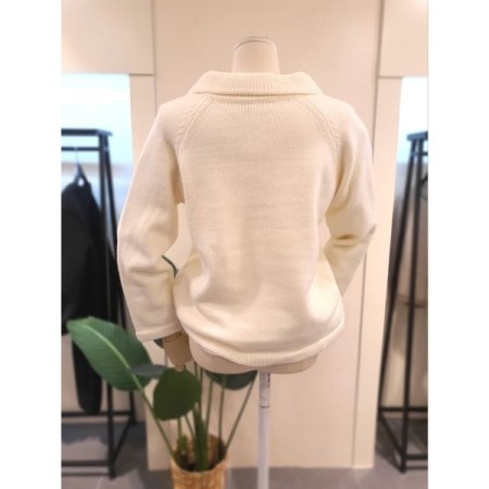 콤마 카라 버튼 가디건 크림