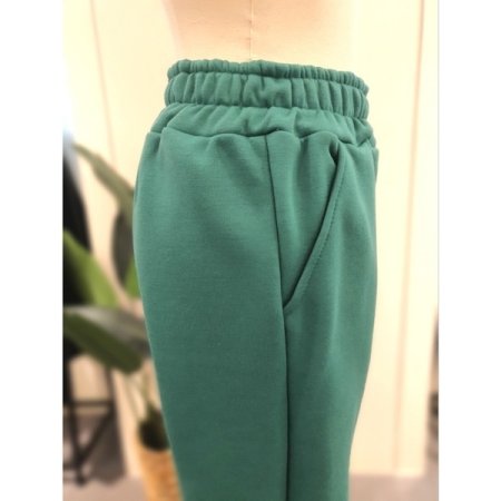 라벨 기모 조거 팬츠 그린