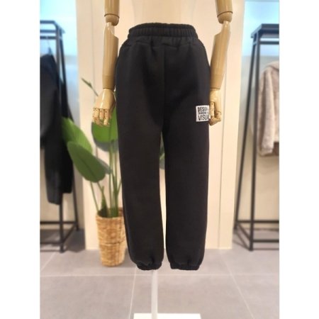 라벨 기모 조거 팬츠 그린