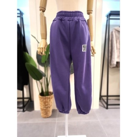 라벨 기모 조거 팬츠 그레이