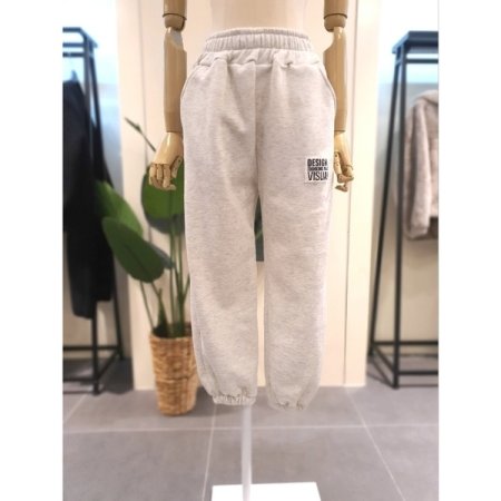 라벨 기모 조거 팬츠 그레이