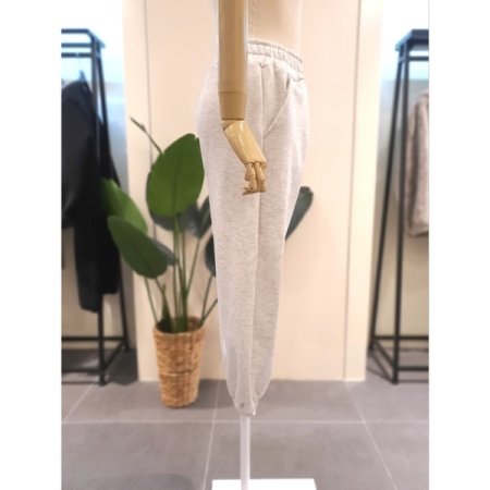 라벨 기모 조거 팬츠 오트밀