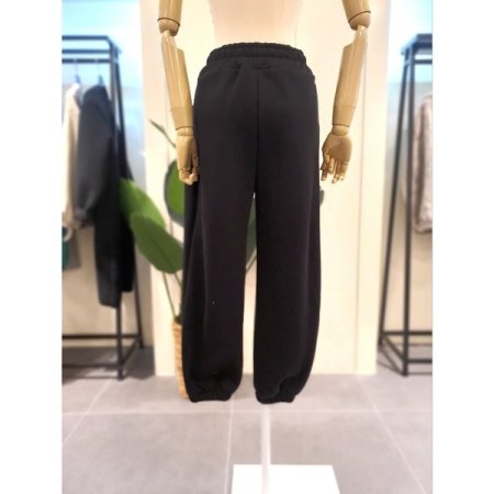 라벨 기모 조거 팬츠 블랙