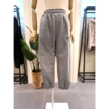 라벨 기모 조거 팬츠 블랙