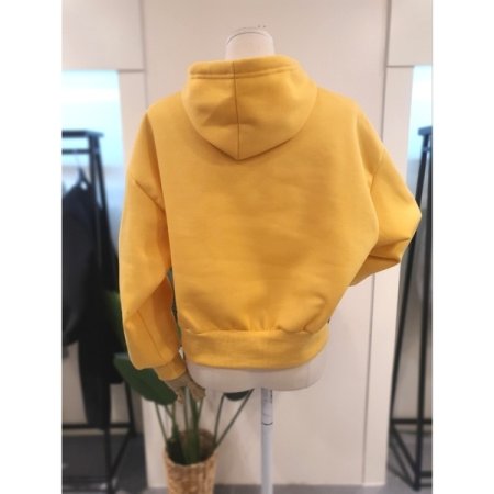 마카롱 기모 후드 옐로우