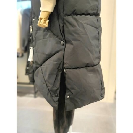 후디 롱 패딩 베스트 블랙