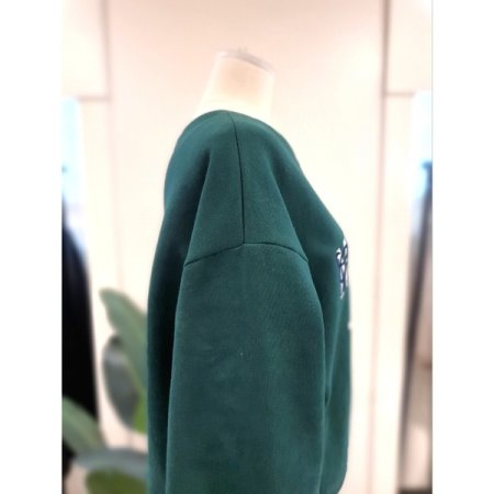 뉴욕 자수 기모 맨투맨 그린