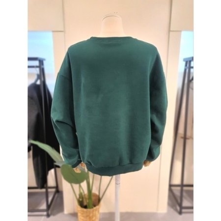 뉴욕 자수 기모 맨투맨 그린