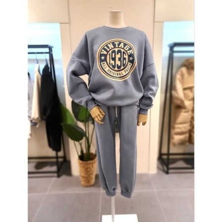 빈티지 프린팅 기모 맨투맨 세트 SB