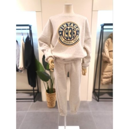 빈티지 프린팅 기모 맨투맨 세트 DG