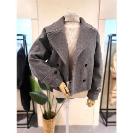 더블버튼 숏 코트