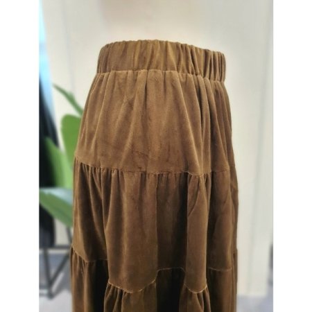 벨벳 카캉 밴딩 스커트 브라운
