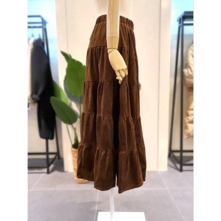 벨벳 카캉 밴딩 스커트 브라운