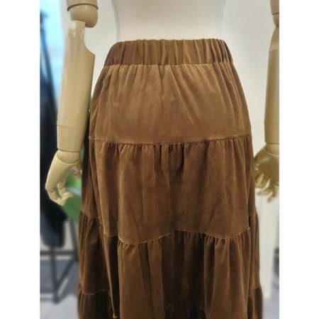 벨벳 카캉 밴딩 스커트 브라운