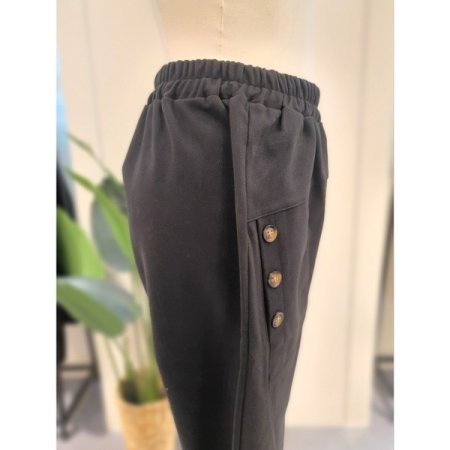 버튼 장식 배기 팬츠 다크그레이