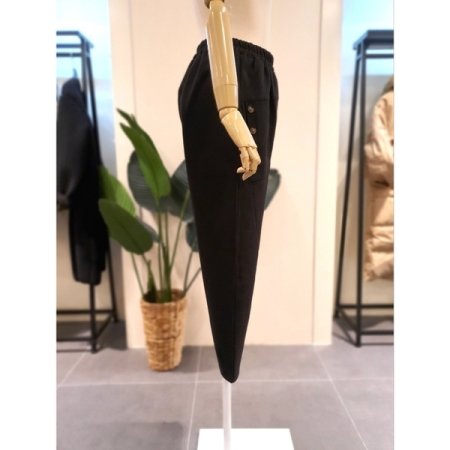 버튼 장식 배기 팬츠 다크그레이