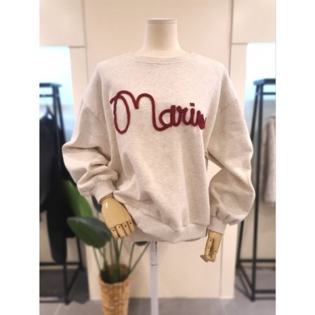 마리 발포 기모 맨투맨 오트밀