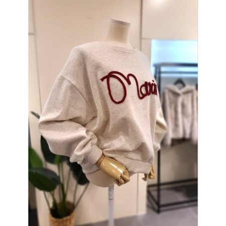 마리 발포 기모 맨투맨 오트밀