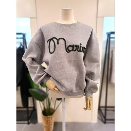 마리 발포 기모 맨투맨 오트밀