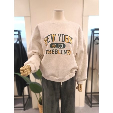 뉴욕 자수 기모 맨투맨 3색상