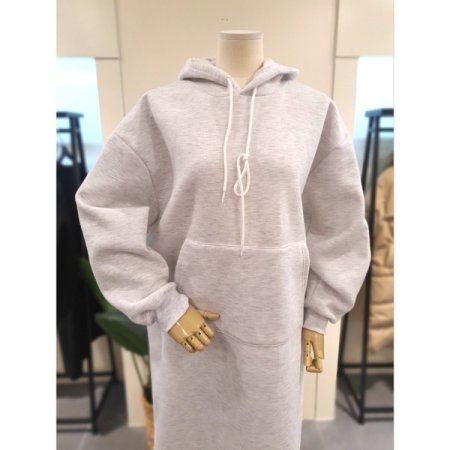 기모 후드 원피스 라이트그레이