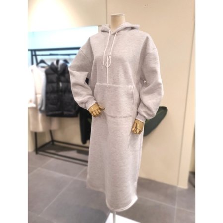 기모 후드 원피스 라이트그레이