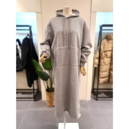기모 후드 원피스 라이트그레이